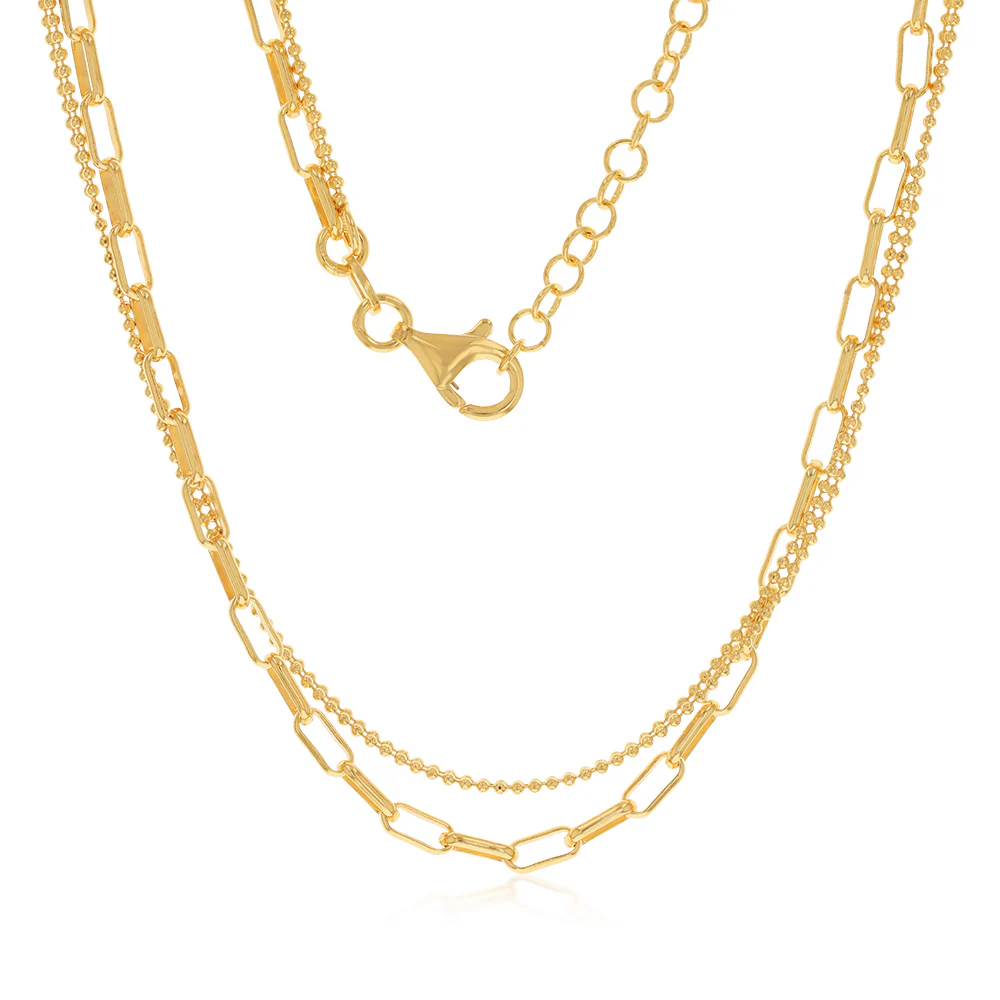 Gold Plated Sterling Silver Layered Link Chain Necklace