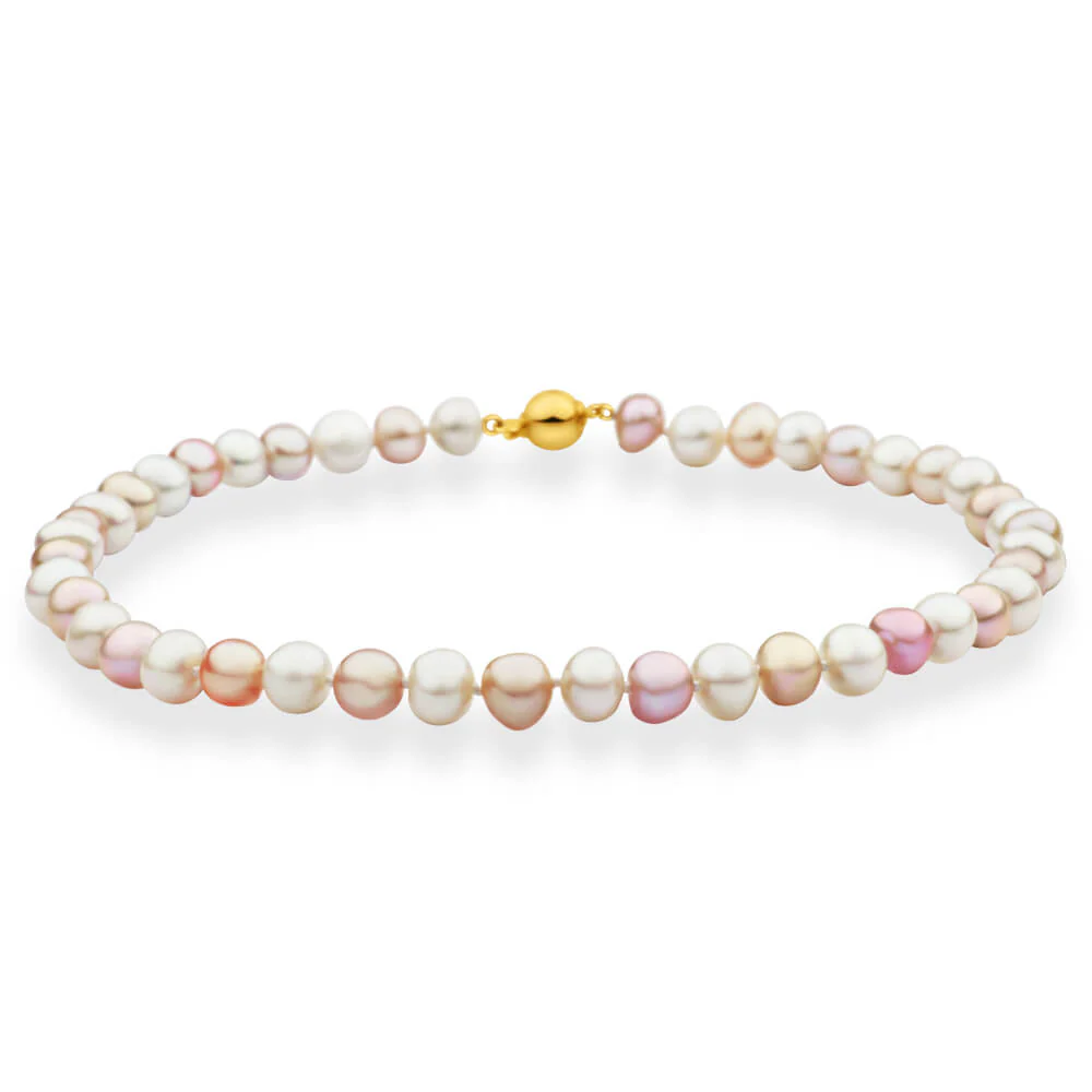 Gold Plated Sterling Silver Mixed Colour Freshwater Pearl Necklace - Image 3