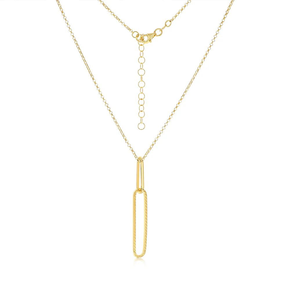 Gold Plated Sterling Silver Paperclip Link Pendant Necklace