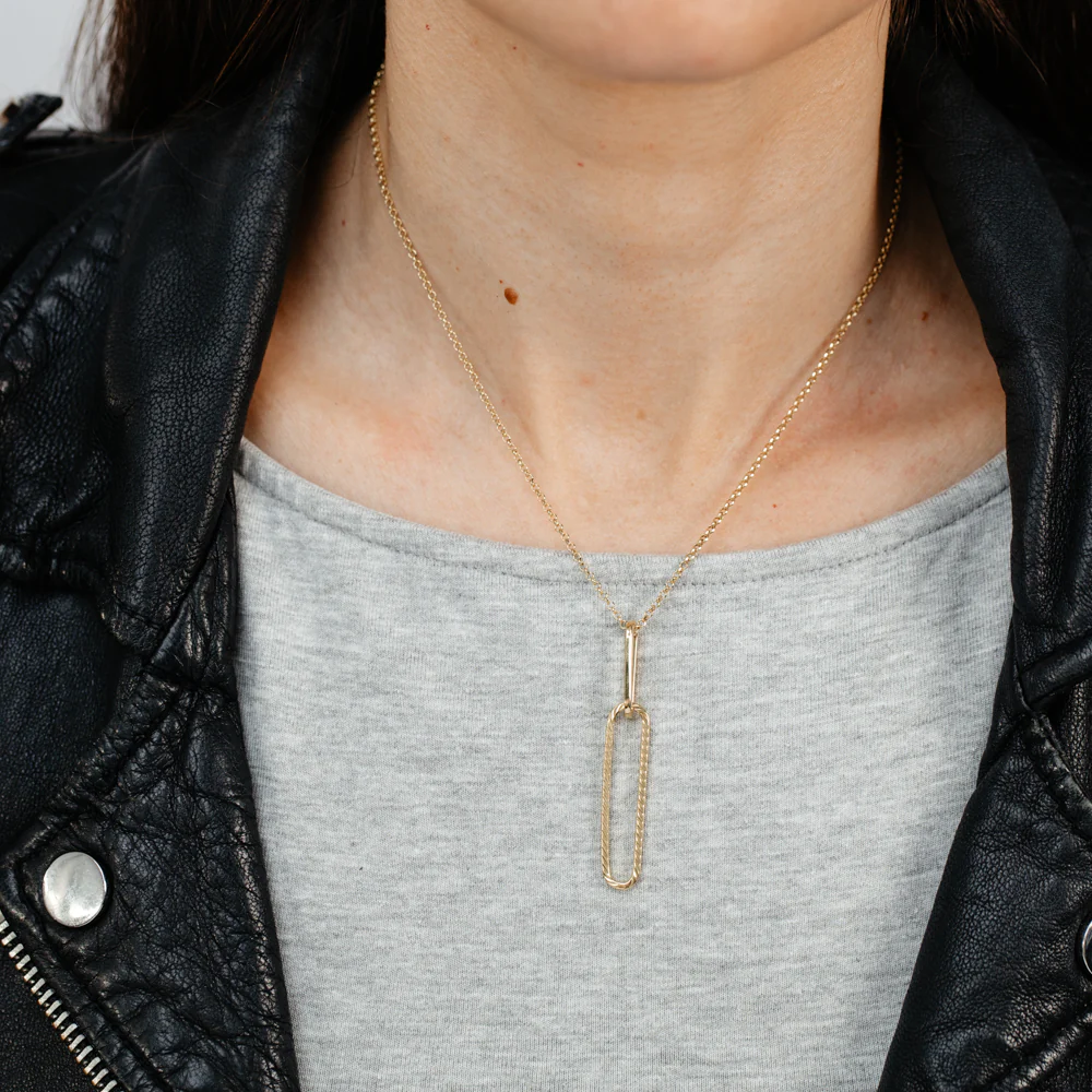 Gold Plated Sterling Silver Paperclip Link Pendant Necklace - Image 3