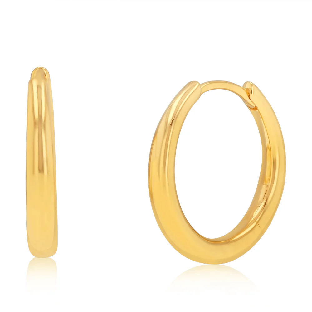 Gold Plated Sterling Silver Plain Huggie Earrings