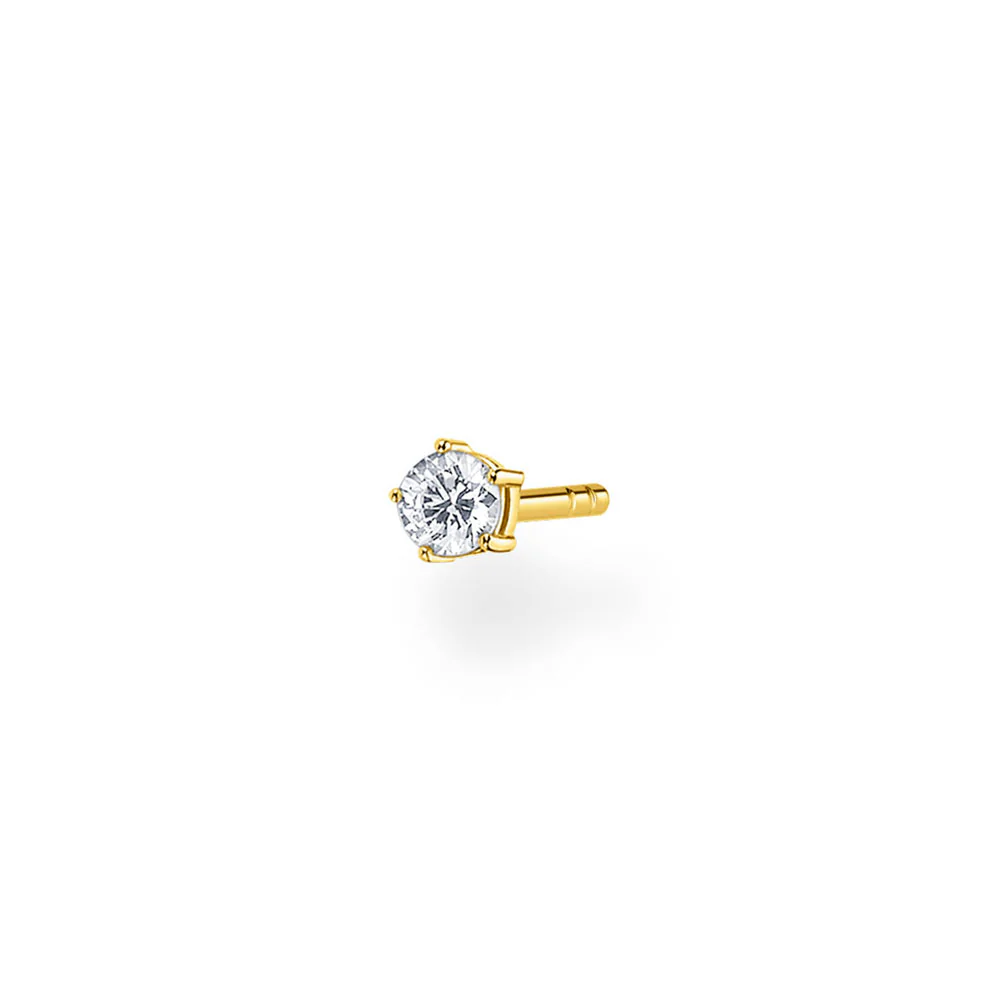 Gold Plated Sterling Silver Thomas Sabo Charm Club Zirconia Stud * 1 Earring Only*