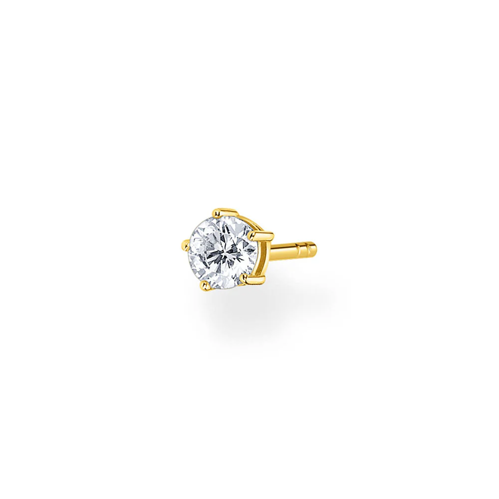 Gold Plated Sterling Silver Thomas Sabo Charm Club Zirconia Stud * 1 Earring Only*