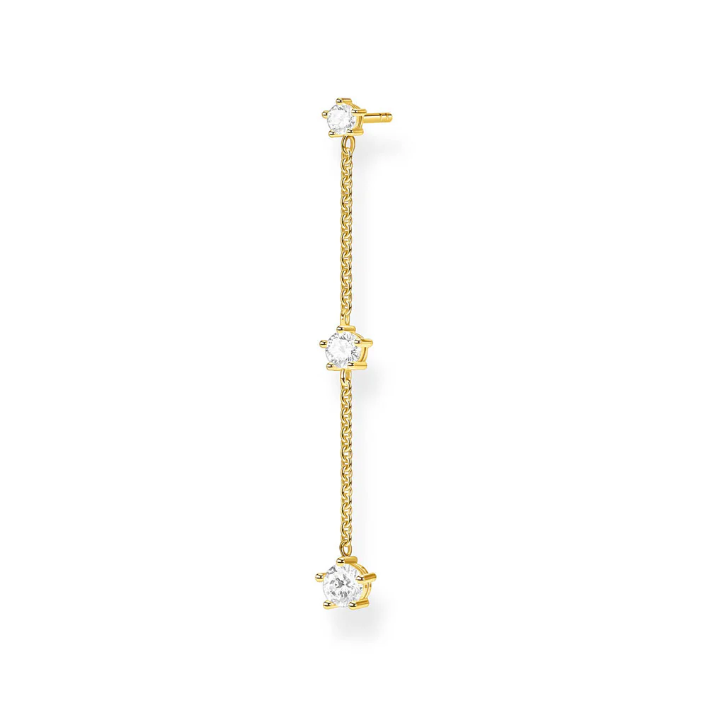 Gold Plated Sterling Silver Thomas Sabo Zirconia Drop Chain Earring * 1 Earring Only*