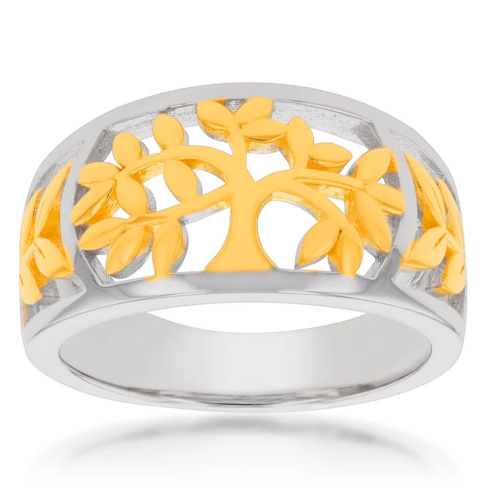 Gold Plated Sterling Silver Tree Of Life Band Ring