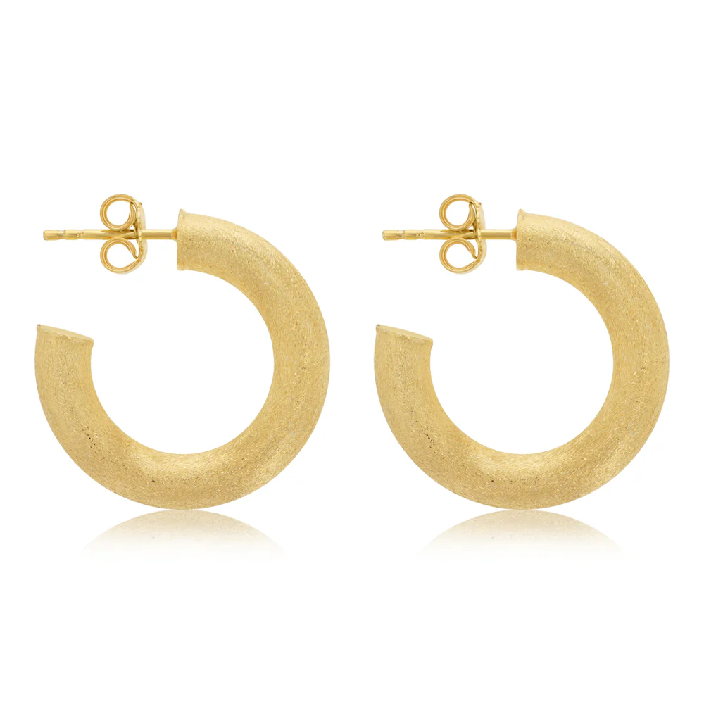 Gold Plated Sterling Silver Tube Hoop Earrings - Image 2
