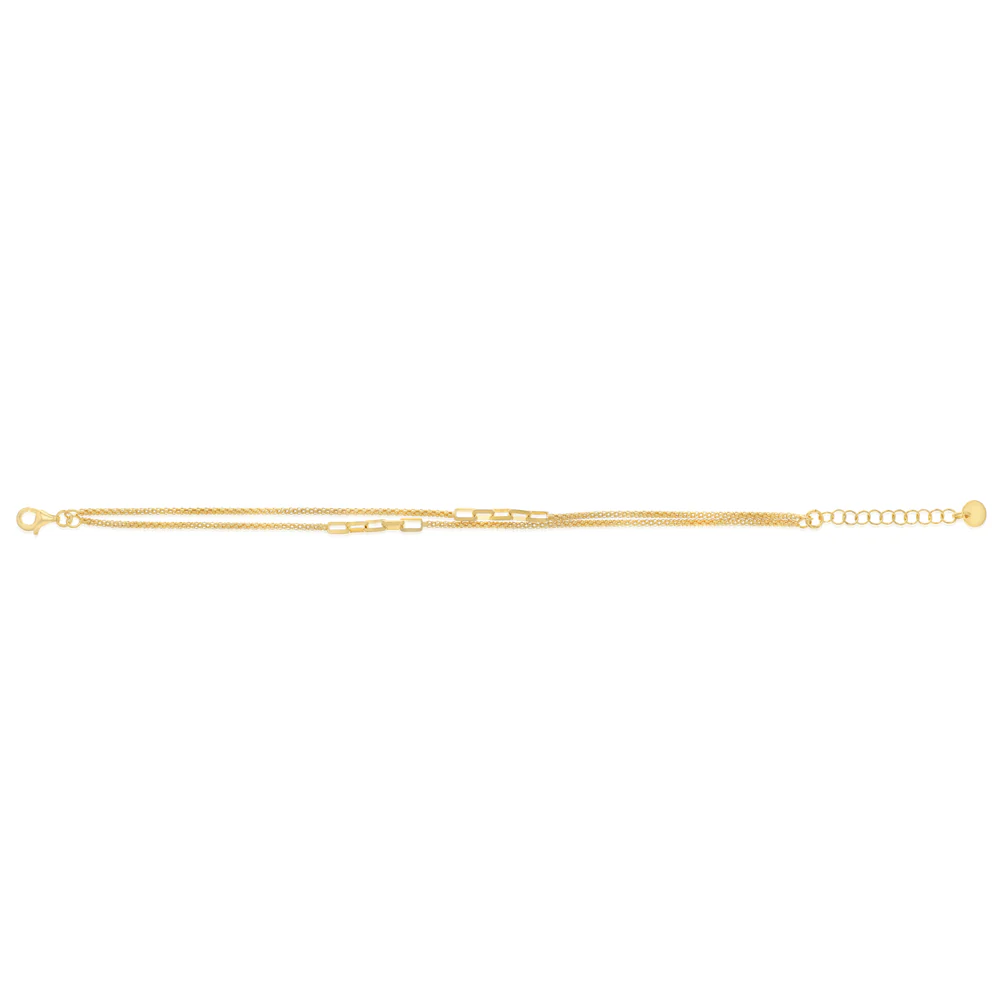 Gold Plated Sterling Silver Two Strand Bar Chain Bracelet - Image 2