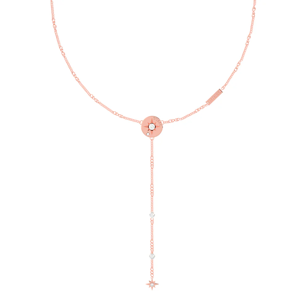 GUESS 16-18" Compass Pendant Y Chain SST+RGP