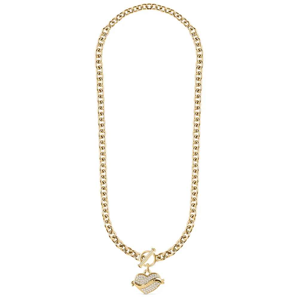 Guess Crystal Heart T-Bar Necklace