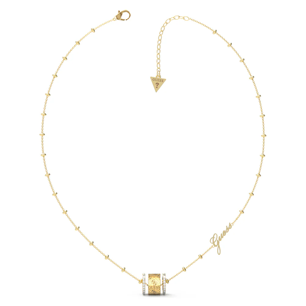 Guess Gold Plated Stainless Steel 16-18" 4G Crystals Sides Chain
