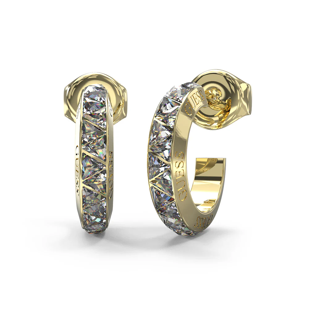 Guess Gold Plated Stainless Steel 18mm Multi Triangle Hoop Earrings