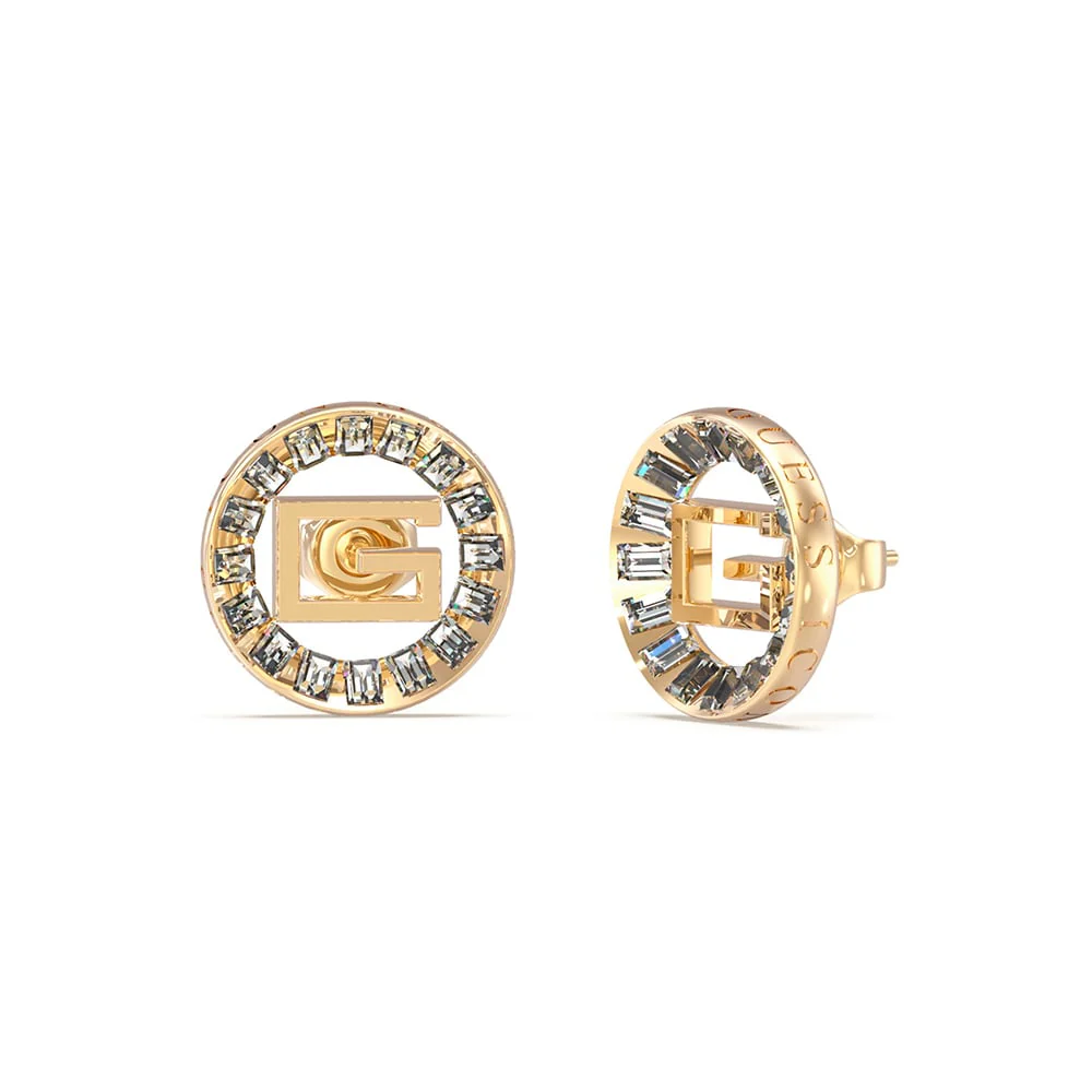 Guess Gold Plated Stainless Steel 19mm Baguette Stud Earrings