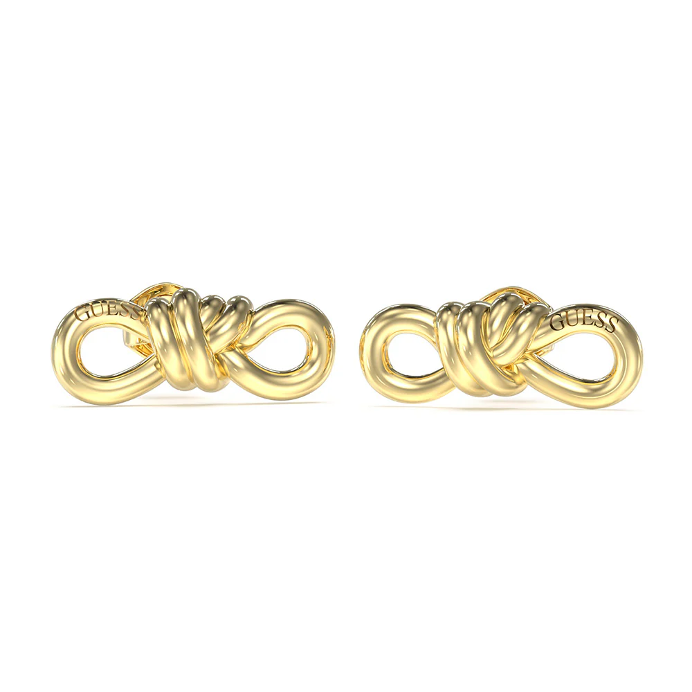 Guess Gold Plated Stainless Steel 20mm Knot Stud Earrings