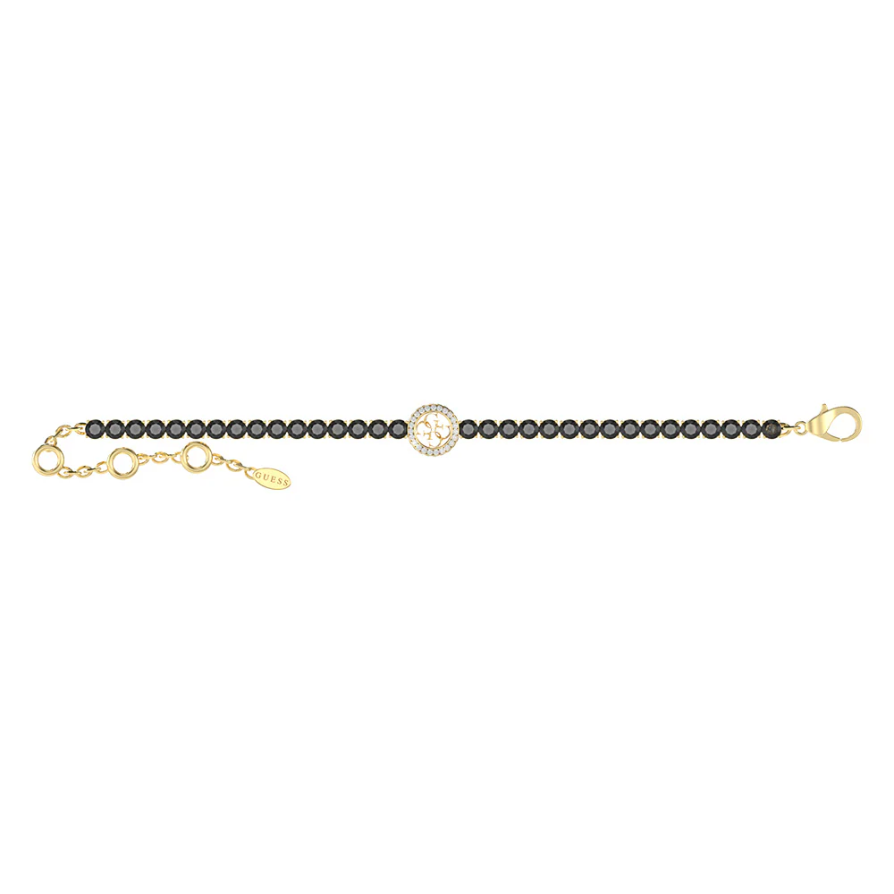 Guess Gold Plated Stainless Steel 3mm 4G Logo Cubic Zirconia Tennis Bracelet