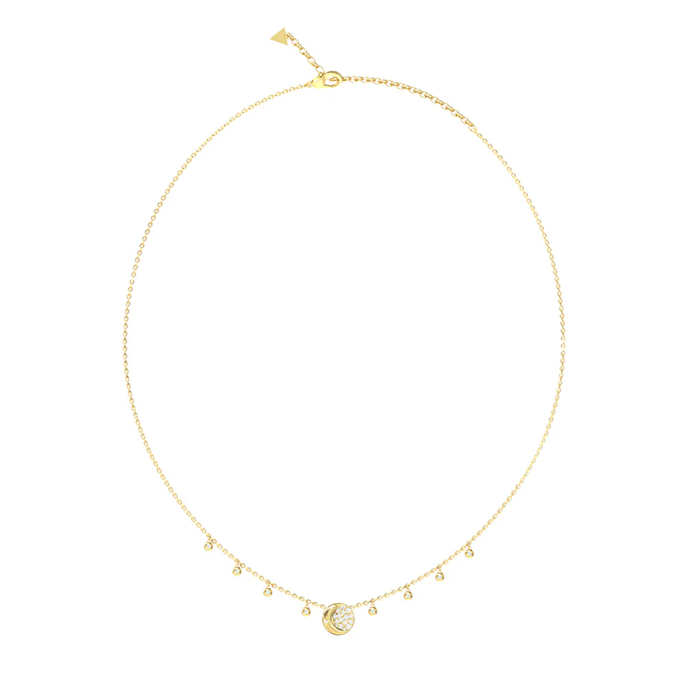 Guess Gold Plated Stainless Steel Aurora Pave Fringes Necklace