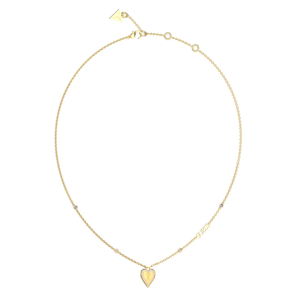Guess Gold Plated Stainless Steel Single Heart Pendant On 16-18" Chain
