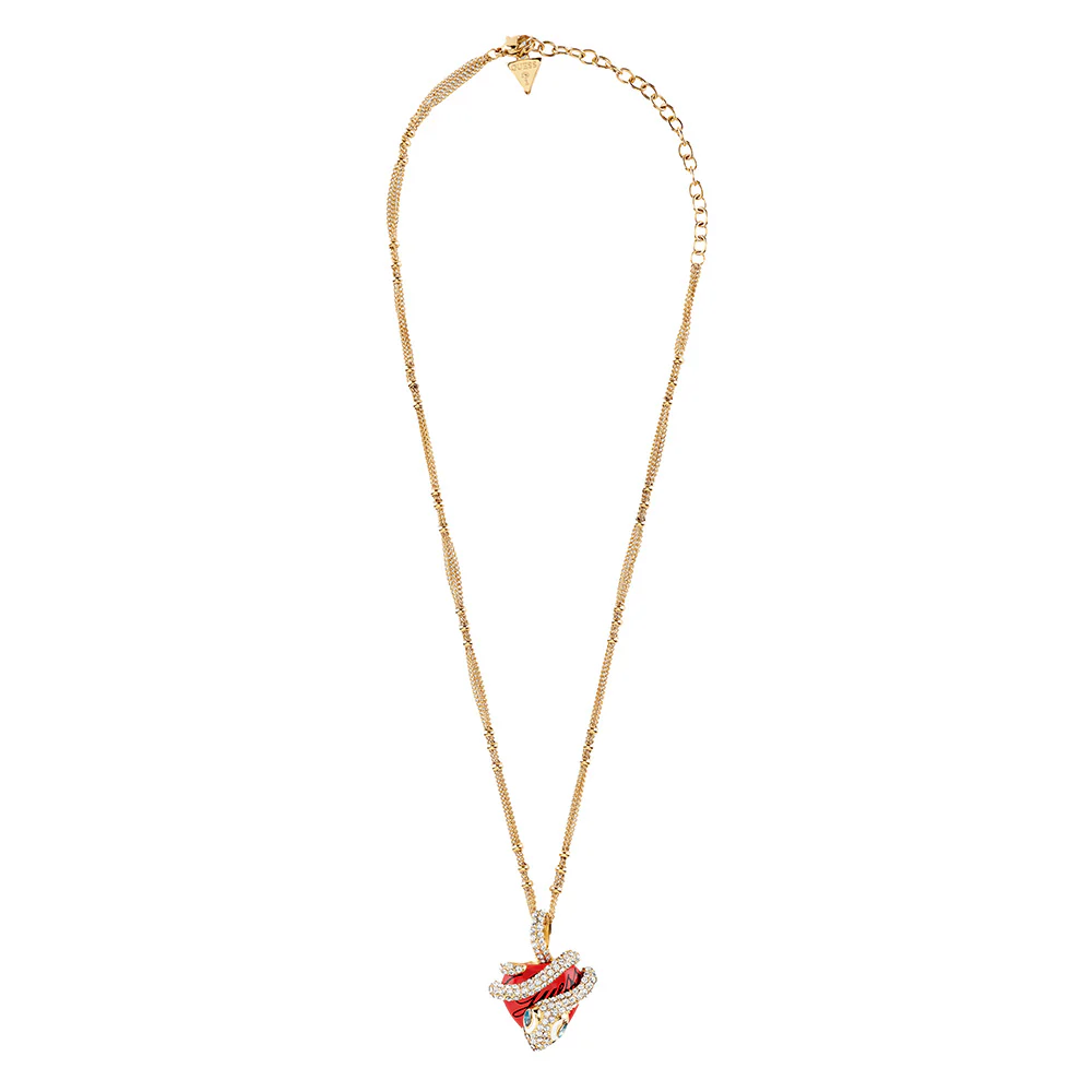 Guess Heart & Snake Charm Necklace