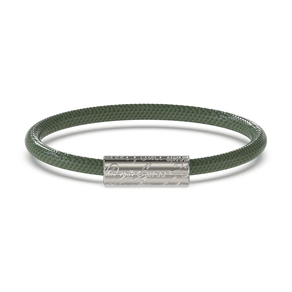 Guess Men's Jewellery Stainless Steel 6mm Script Green Leather Bracelet