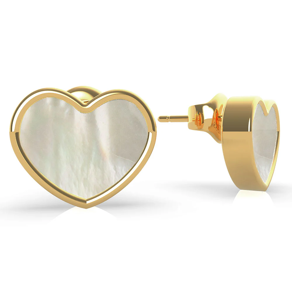 GUESS MOP White Heart Stud Earrings