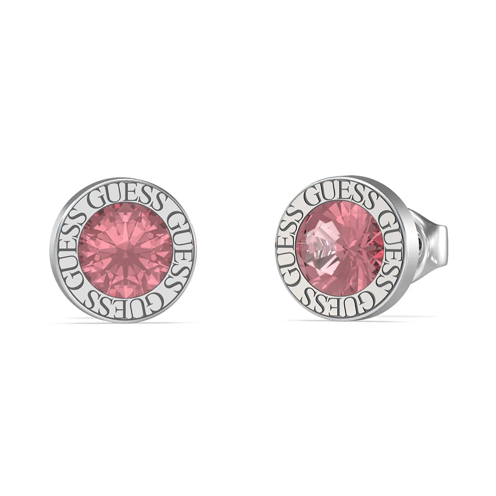 Guess Stainless Steel 10mm Fuchsia Cubic Zirconia Stud Earrings