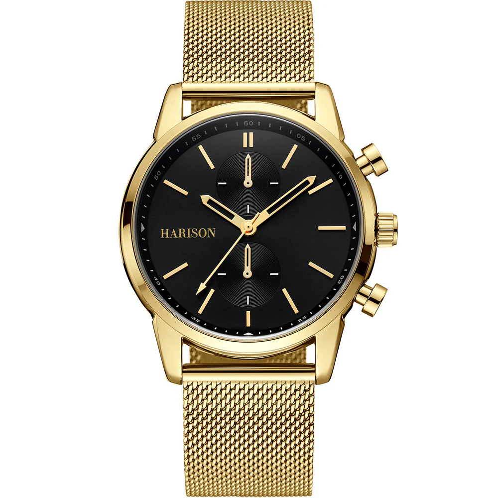 Harison Black & Gold Watch *Imitation Sub Dials