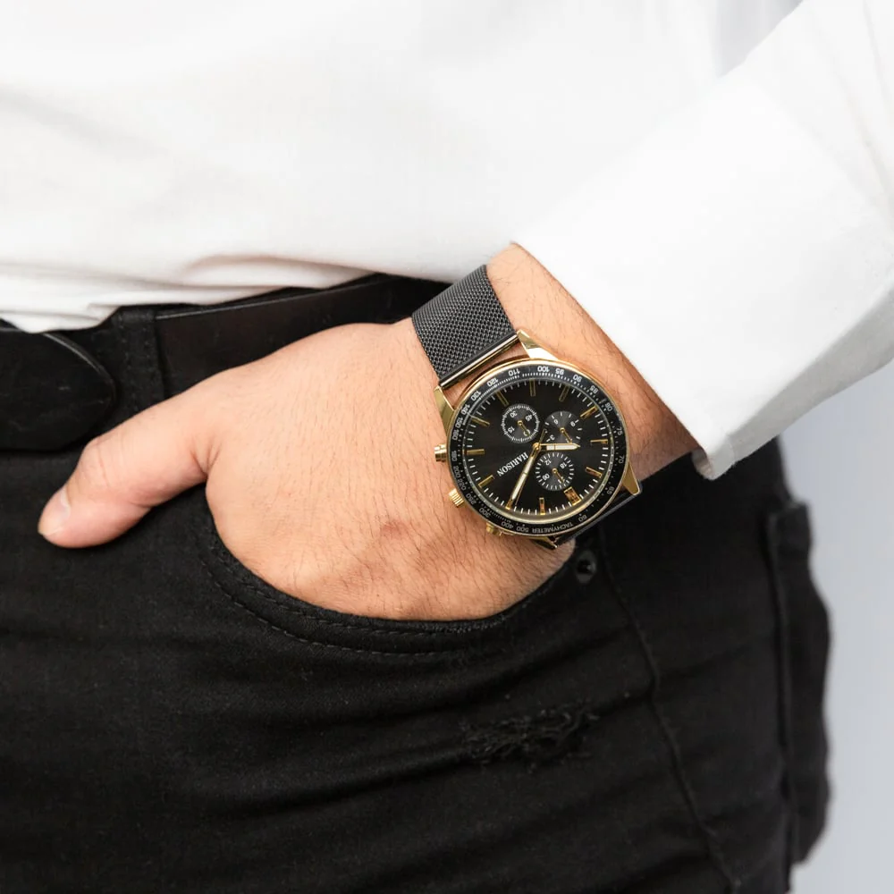 Harison Nash XM422Y Black Stainless Steel Watch with Decorative Sub-Dials - Image 2