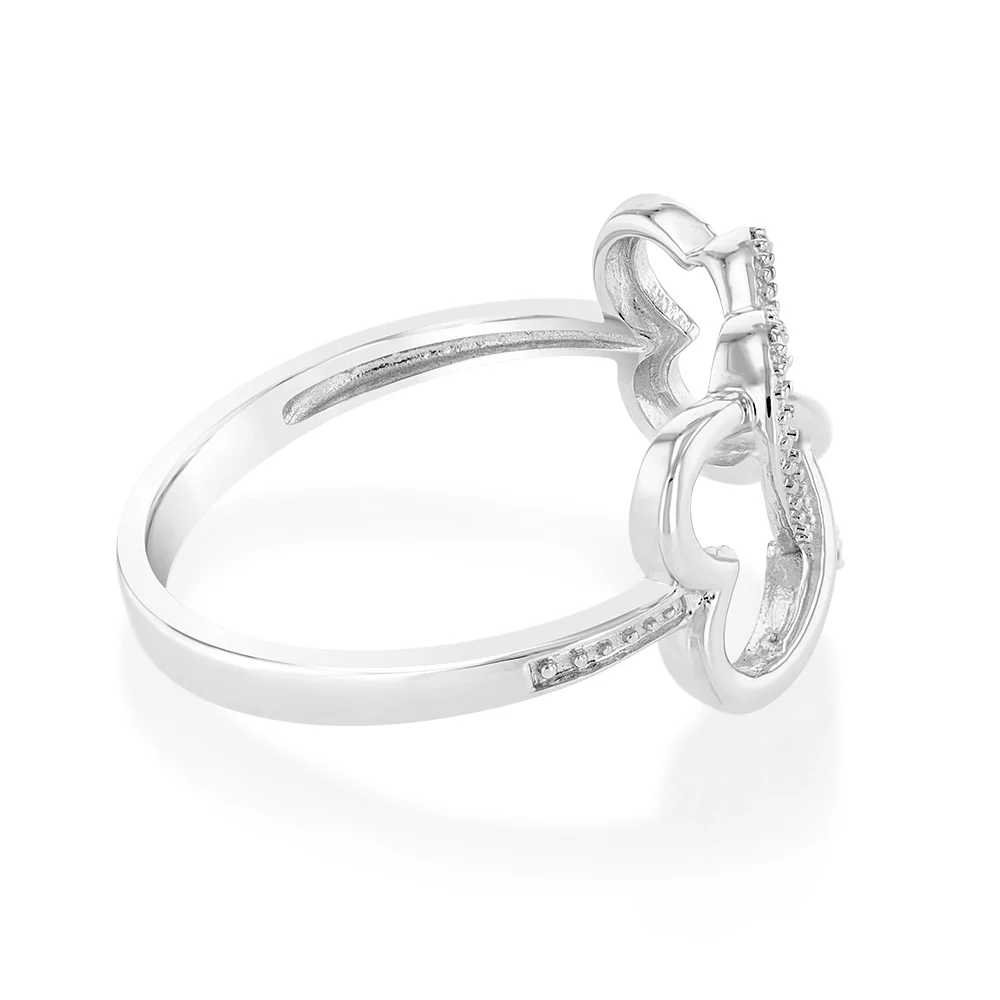 Infinity Heart Shaped Diamond Ring In Sterling Silver - Image 2