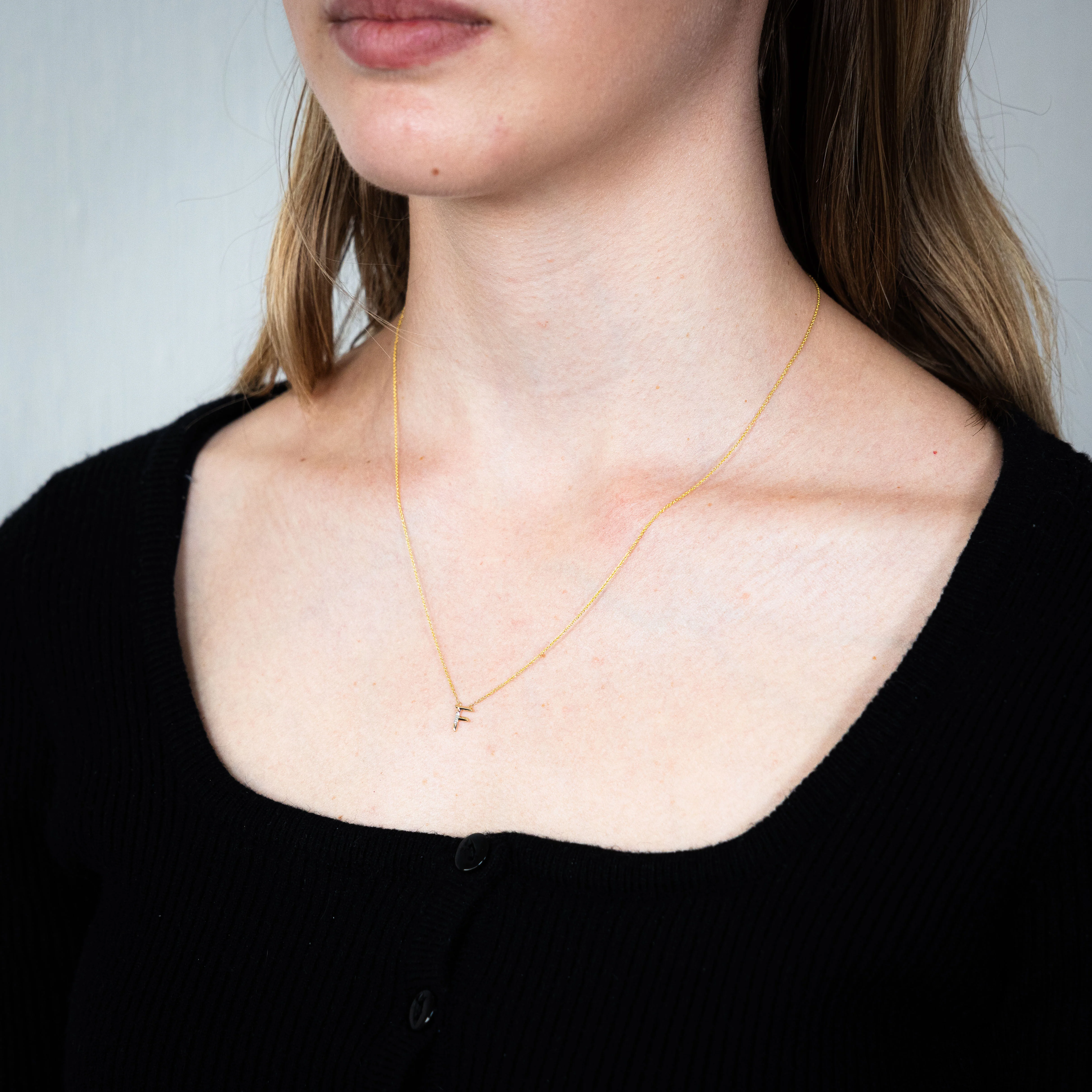 Initial F Diamond Pendant in 9ct Yellow Gold - Image 2