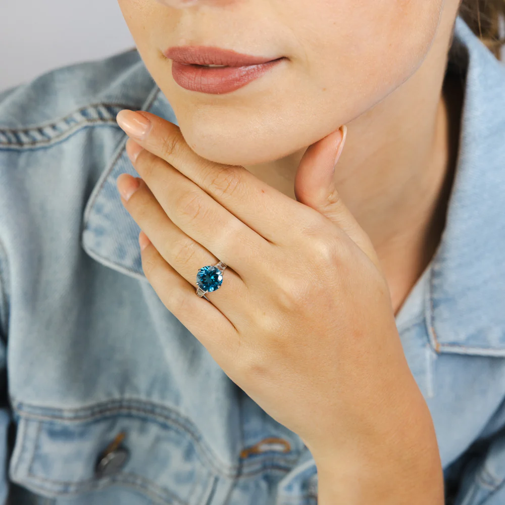 London Blue and White Topaz Ring in Sterling Silver - Image 3