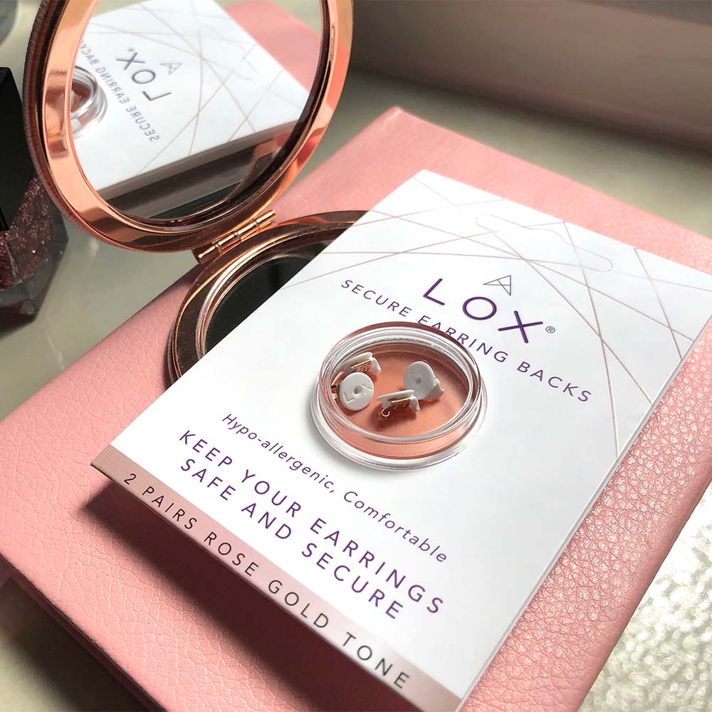Lox Rose Gold Tone Secure Earring Backs Two Pairs Pack - Image 2