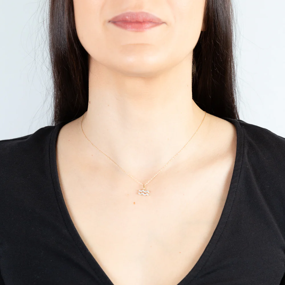 Luminesce Lab Diamond 9ct Yellow Gold Aquarius 1/10 Carat Diamond Pendant With Chain - Image 2
