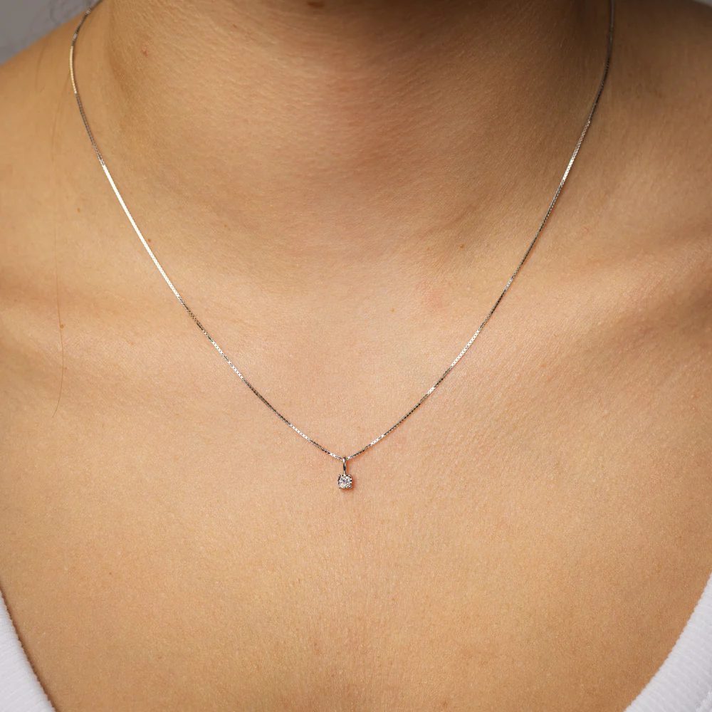 Luminesce Lab Grown 0.05 Carat Solitaire Diamond Pendant in Sterling Silver on 45cm Chain - Image 2