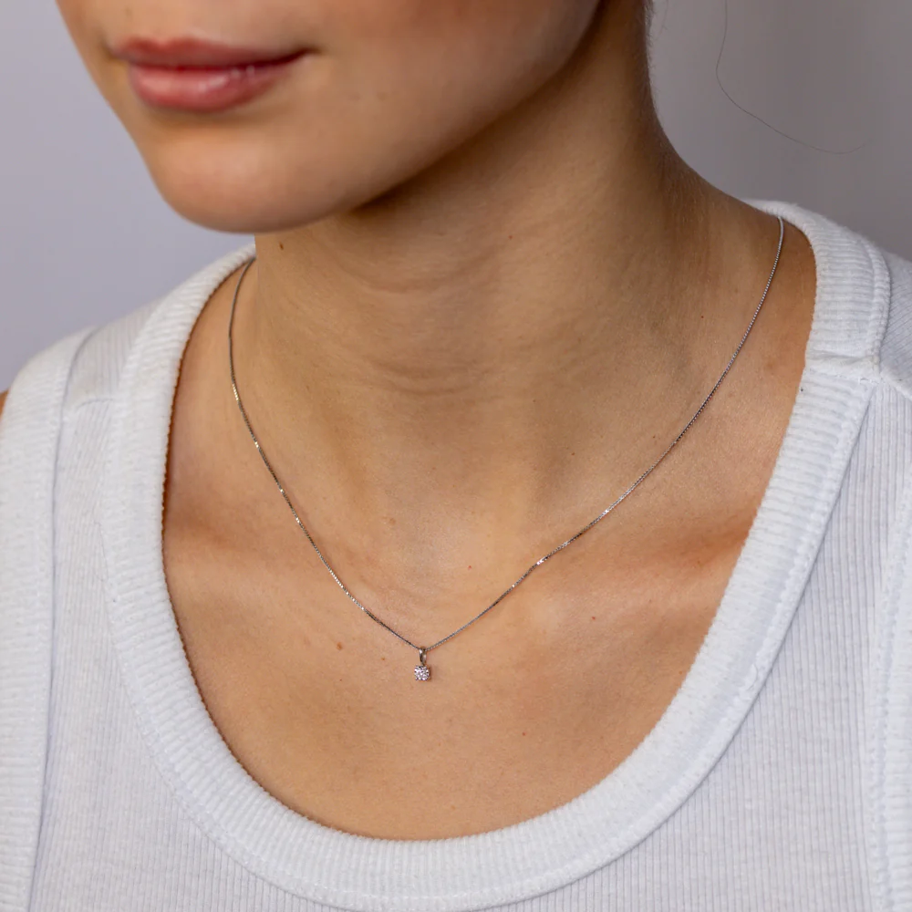 Luminesce Lab Grown 0.05 Carat Solitaire Diamond Pendant in Sterling Silver on 45cm Chain - Image 3