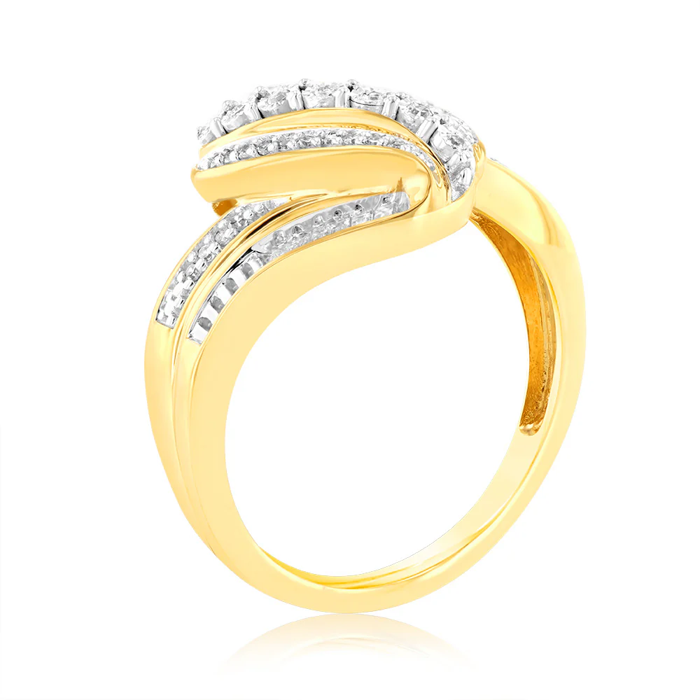 Luminesce Lab Grown 0.20Ct Diamond Wave Ring In 9ct Yellow Gold - Image 3