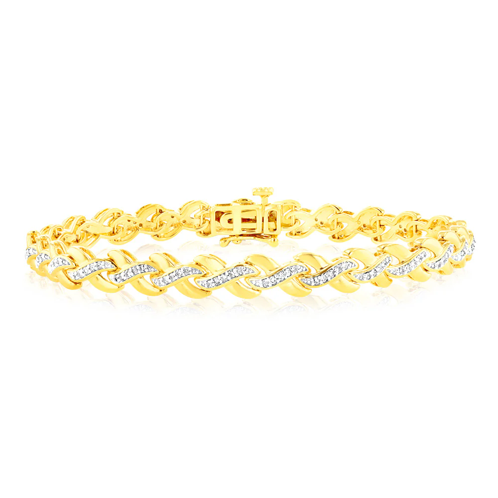 Luminesce Lab Grown 0.40 Carat Tennis Diamond Bracelet in Gold Plated Silver 17.5CM