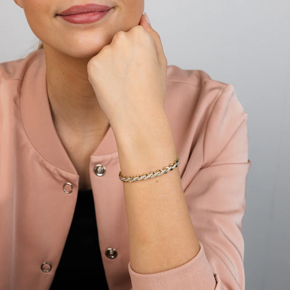Luminesce Lab Grown 0.40 Carat Tennis Diamond Bracelet in Gold Plated Silver 17.5CM - Image 5