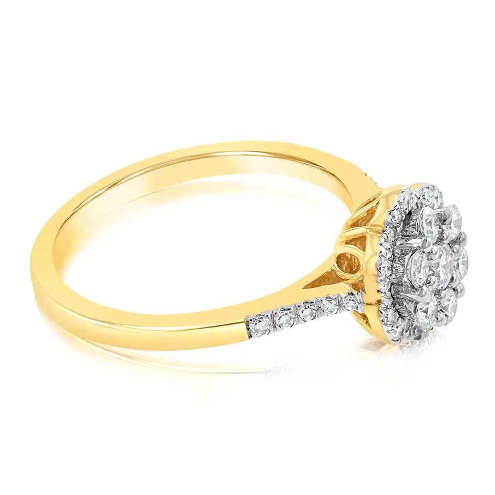 Luminesce Lab Grown 0.50 Carat Ring with 41 Diamonds Set in 9 Carat Yellow Gold - Image 2