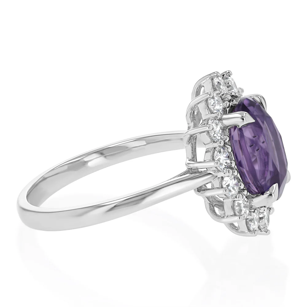 Luminesce Lab Grown 0.70 Carat Diamond and 3 Carat Amethyst Ring in Sterling Silver - Image 2