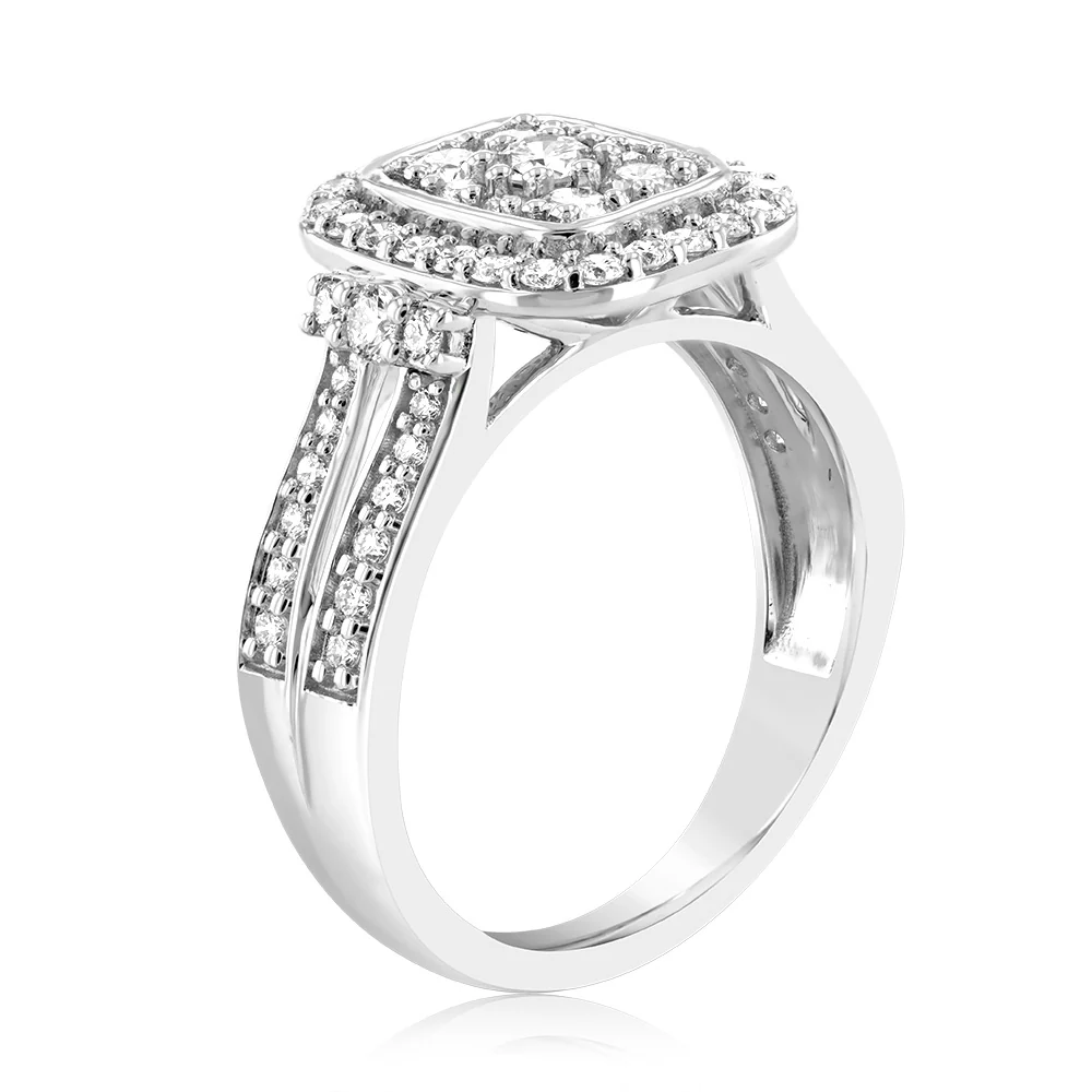 Luminesce Lab Grown 0.80 Carat Diamond Cluster Ring in 9ct White Gold - Image 3