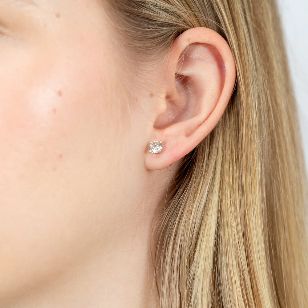 Luminesce Lab Grown 1.1 Carat Solitiare Stud Earrings in 14ct White Gold - Image 2