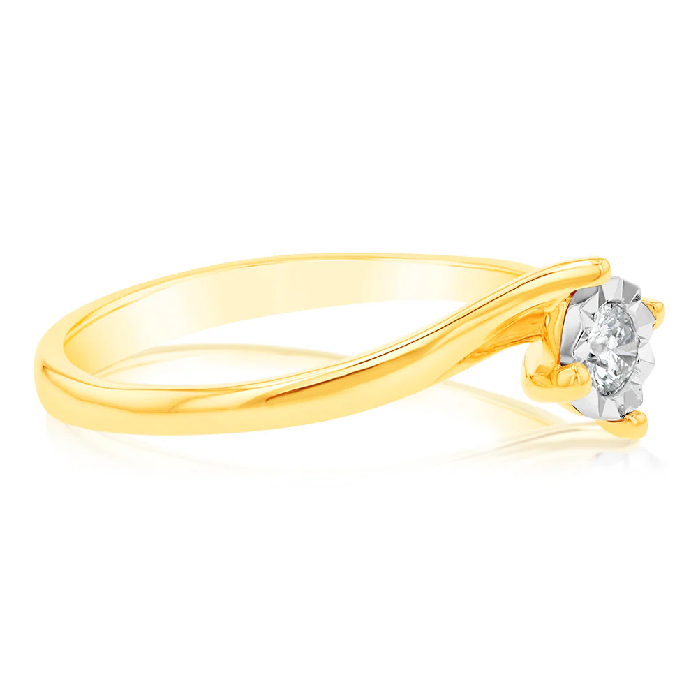 Luminesce Lab Grown 1/10 Carat Diamond 4 Claw Ring in 9ct Yellow Gold - Image 2