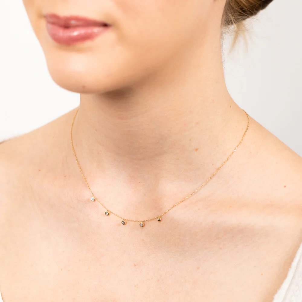 Luminesce Lab Grown 1/10 Carat Diamond Adjustable Chain Necklace in 9ct Yellow Gold - Image 3