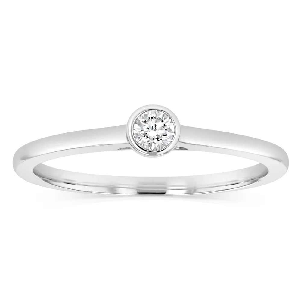 Luminesce Lab Grown 1/10 Carat Diamond Bezel Solitaire Ring in Sterling Silver