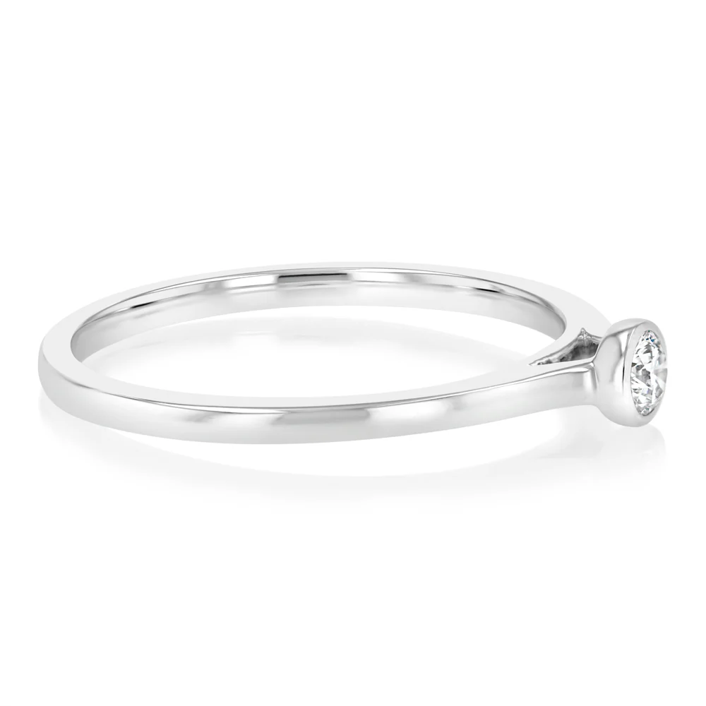 Luminesce Lab Grown 1/10 Carat Diamond Bezel Solitaire Ring in Sterling Silver - Image 2