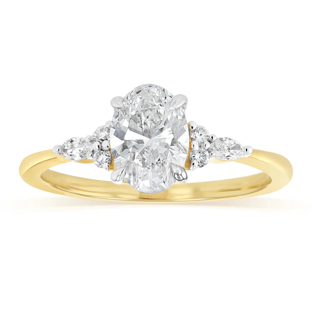 Luminesce Lab Grown 1.10 Carat Diamond Oval Ring in 9ct Yellow Gold