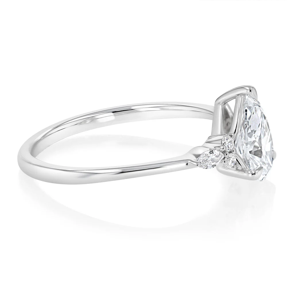 Luminesce Lab Grown 1.10 Carat Diamond Pear Ring in 9ct White Gold - Image 2