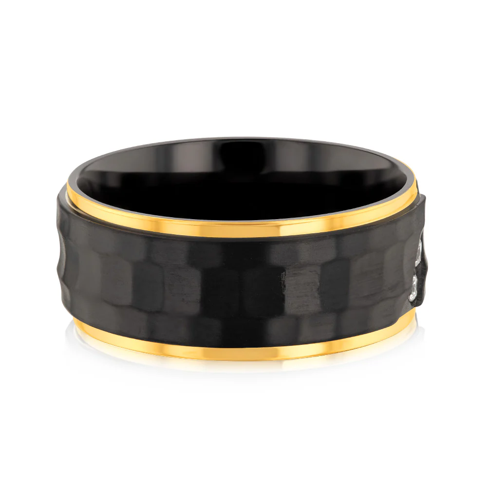 Luminesce Lab Grown 1/10 Carat Gold Plated& Black Zirconium Diamond Ring - Image 2