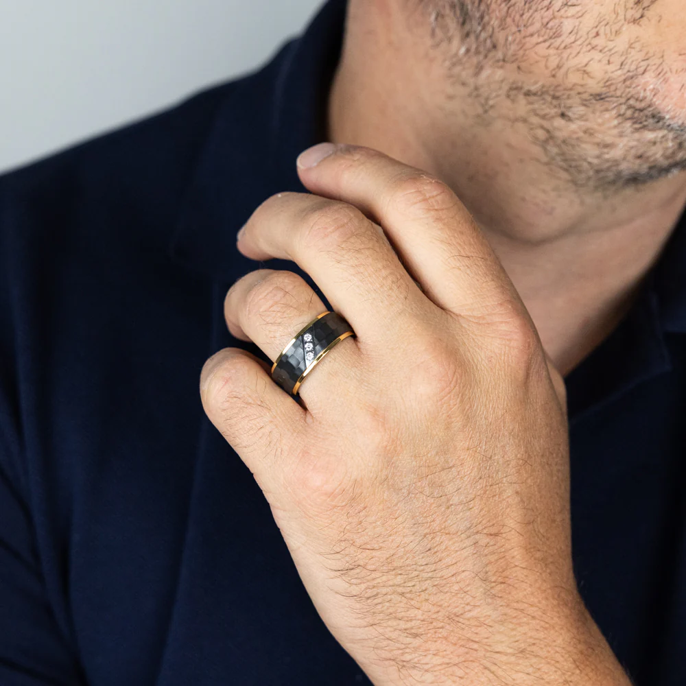 Luminesce Lab Grown 1/10 Carat Gold Plated& Black Zirconium Diamond Ring - Image 3