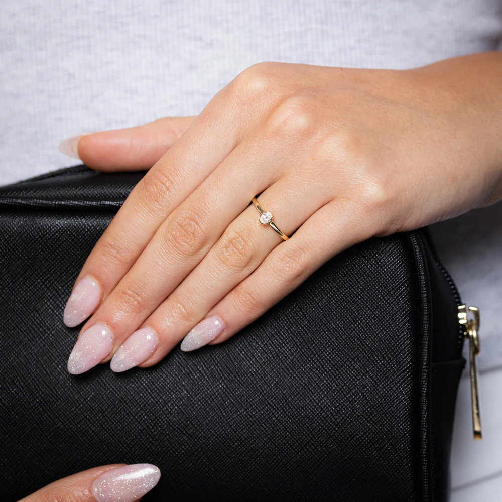 Luminesce Lab Grown 1/10 Carat Oval Cut Bezel Solitaire Diamond Ring in 9ct Yellow Gold - Image 3