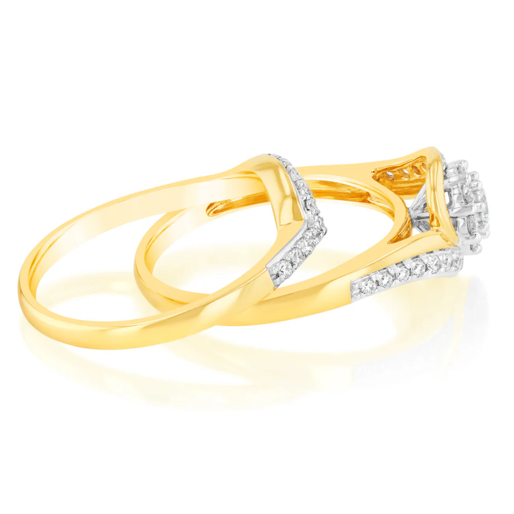 Luminesce Lab Grown 1/2 Carat Bridal Set Diamond Ring in 9ct Yellow Gold - Image 2